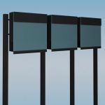 Cutie postala tripla din otel acoperit cu pulbere si sticla acrilica sablata albastra Aster IOS 2