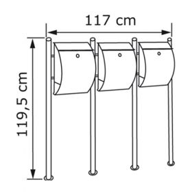 Casuta postala multipla pentru trei utilizatori realizata din inox Agapanthus IOS 3