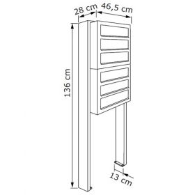 Cutie postala multipla din inox cu 6 compartimente pentru depozitare corespondenta Poppy IOS 2