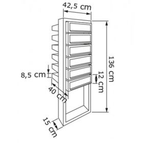 Cutie postala pentru blocuri si case realizata din otel si inox cu 6 sloturi de corespondenta Peony IOS 6